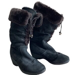 Khombu Bellini Lea Suede Leather Boots Size 9 Black